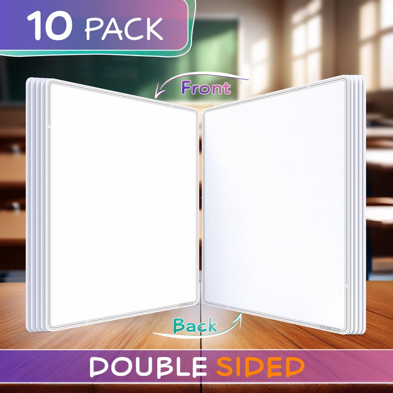 SCRIBBLEDO Small White Board Dry Erase Sheets 9â€x12â€ for Kids Teacher Class Manipulatives Personal Mini Whiteboards Sheets Students Homeschool Supplies Small Dry Erase Boards Classroom Pack 10 Sheets - Image 2