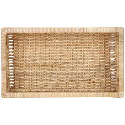 AKWAY Handmade Bamboo Wicker Storage Organizer Rectangular Basket For Cloth, Toiletry, Bathroom (16 X 9 X 4.5, Beige,Rattan,Pack Of 1) - Image 3
