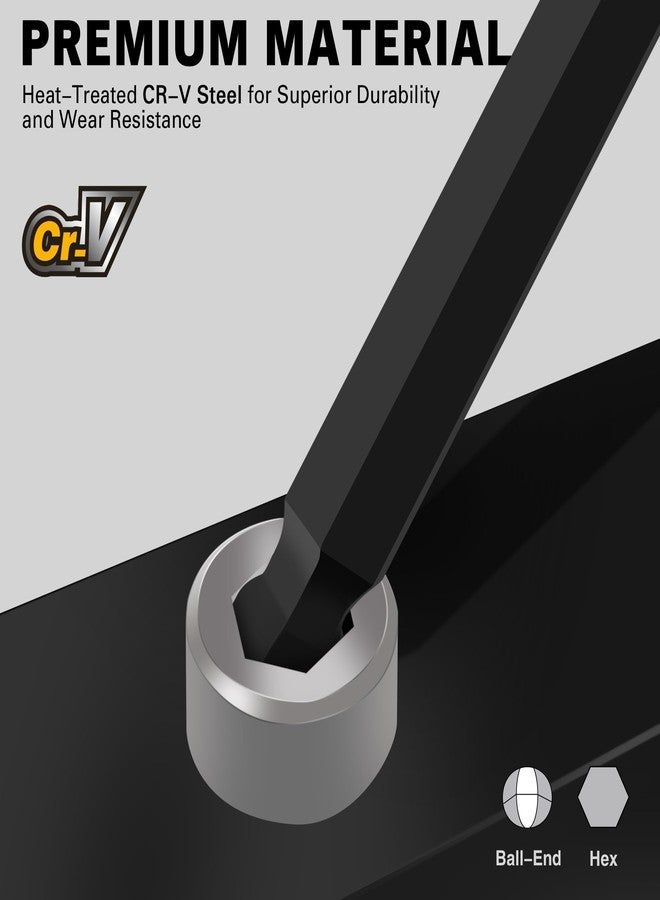 ELEAD مجموعة مفاتيح سداسية من ELEAD Allen Wrench: مجموعة مفاتيح سداسية متينة فاخرة مكونة من 27 قطعة بمقبض، وذراع طويل وقصير مع طرف كروي، ومجموعة مفاتيح ألين بمقاس متري وSAE، وتخزين منظم - Image 3