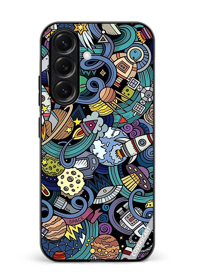 Protective Case Cover For Samsung Galaxy S25 Cartoon Doodles Design Multicolour