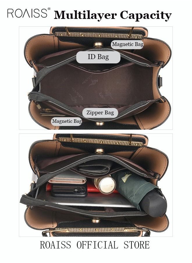 roaiss - Leather Women Shoulder Bag Women's Handbag Elegant Patent Leather Bag Waterproof Handbag Shoulder Bag Women Large Capacity Bag - Image 1