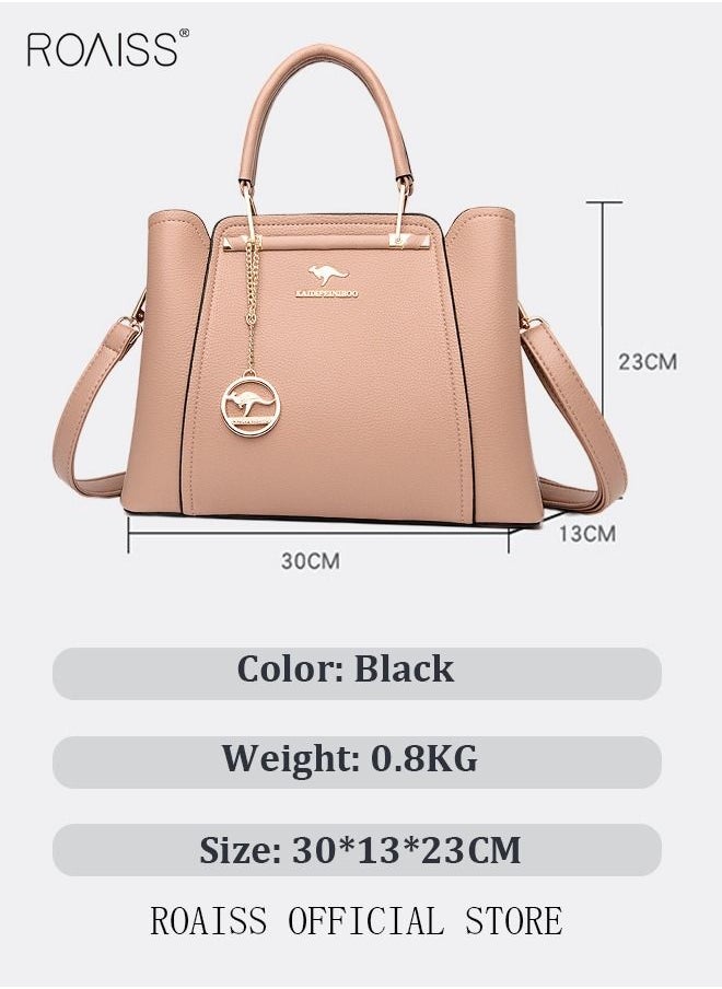 roaiss - Leather Women Shoulder Bag Women's Handbag Elegant Patent Leather Bag Waterproof Handbag Shoulder Bag Women Large Capacity Bag - Image 1