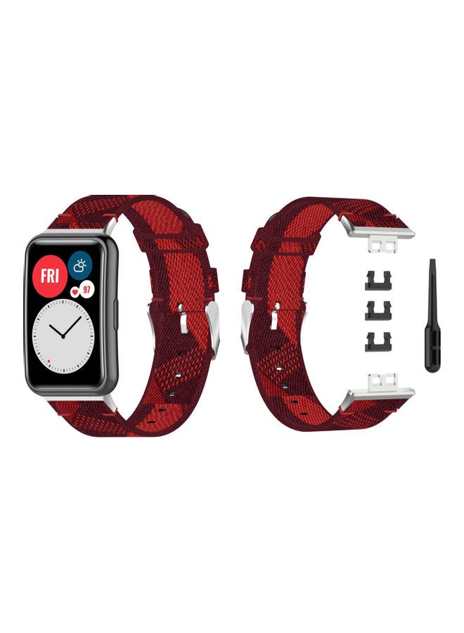 NIBEMINENT Buckle Replacement Band For Huawei Watch Red Stripe - Image 1