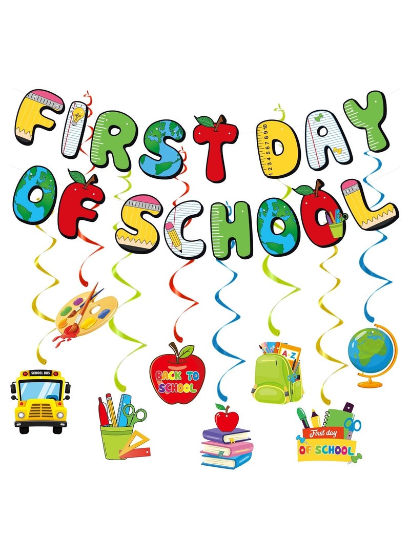 First Day of School Banner, Welcome Back to School Banner, Back to School Garland Banner,First Day of School Decorations for Classroom,First Day New Grade of Class Photo Props Supplies