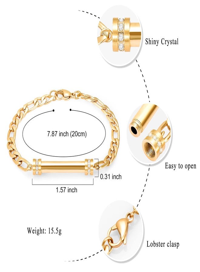 Minicremation Cylinder Cremation Bracelet for Ashes Urn Jewelry Stainless Steel Memorial Bracelet Keepsake Urn Bangle Ashes Holder (Gold) - Image 2