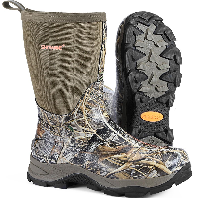 Showave Men's Rubber Boots Durable Waterproof Insulated Rain Boot Neoprene Heavy-duty Mud Outdoor Garden Working Hunting Boots(Camo 8) - Image 1