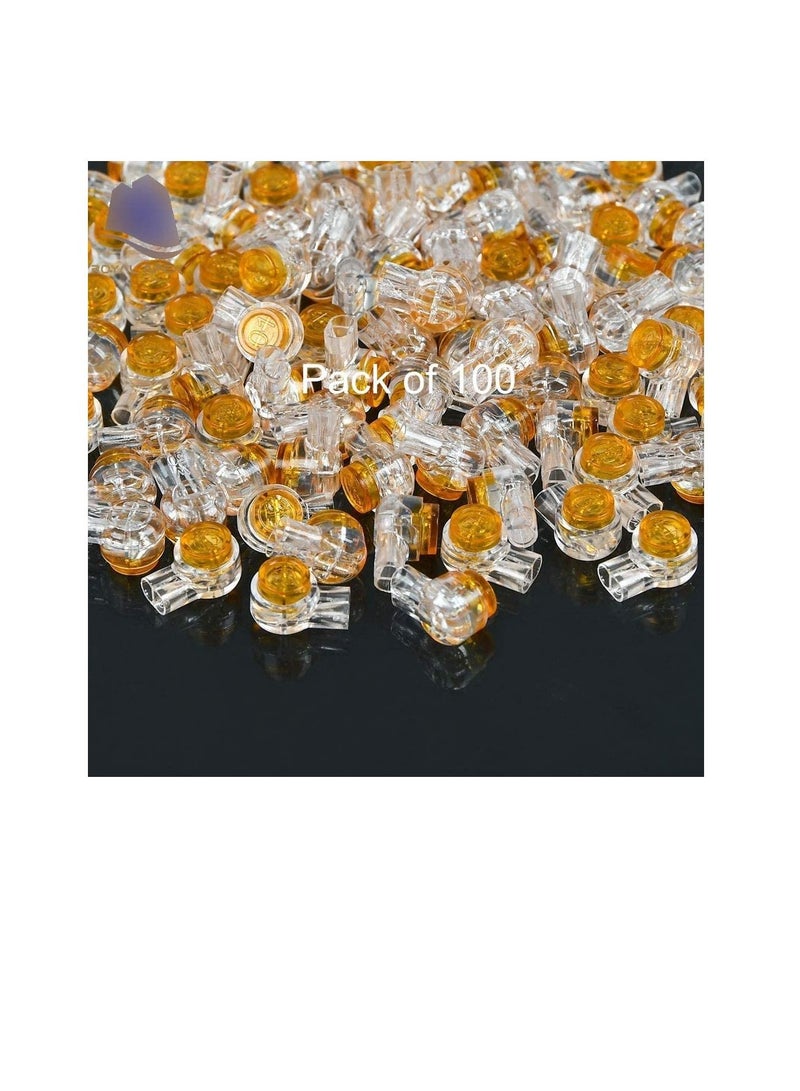 UY Wire Connector, Waterproof Gel-Filled Orange Clear Button Telephone Wire Connectors UY Butt Splice Connector & Network Cable Terminals... - Image 1