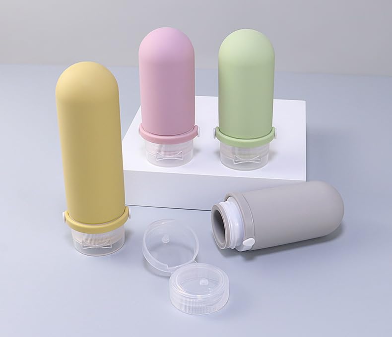ZURATO Travel Size Toiletries Bottles Silicone Leak Proof Refillable Containers for Shampoo, Conditioner, Shower Gel and Lotion Dispenser Portable Travel Essentials- Multicolor (90ml) - Image 2