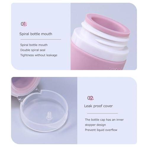 ZURATO Travel Size Toiletries Bottles Silicone Leak Proof Refillable Containers for Shampoo, Conditioner, Shower Gel and Lotion Dispenser Portable Travel Essentials- Multicolor (90ml) - Image 3