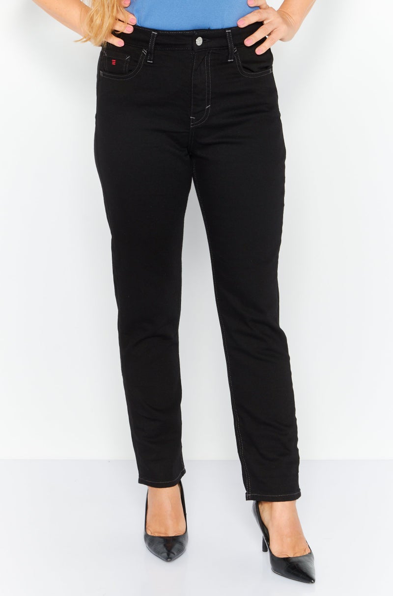 ESPRIT Women Slim Fit Textured Stretchable Jeans, Black - Image 1