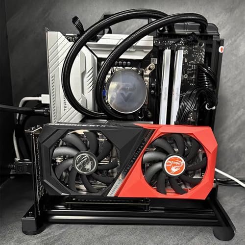 Yoqanr PC Test Bench Motherboard Case, Aluminum Open Frame Computer Case Rack Bracket, Support ATX Computer Case and 180 Water-Cooled,DIY Creative Personality Motherboard Chassis Set, Vertical Overclocking - Image 3