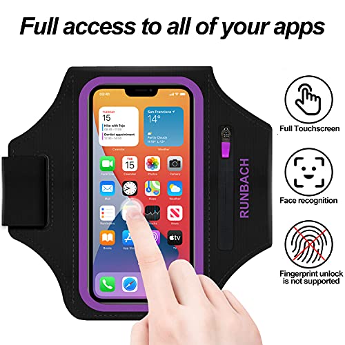 RUNBACH Armband for iPhone 17 Pro Max/16 Pro Max/16 Plus/15 Pro Max/15 Plus/iPhone 14,13,12,11 Pro Max/XS Max,Water Resistant Sport Armband with Zipper Slot for Airpods and Keys (Purple) - Image 2