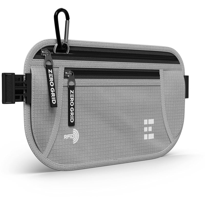 Zero Grid Money Belt for Secure Travel - RFID Blocking Slim Passport Holder - Hidden Waist Pouch for Cash, Credit Cards, Documents - Concealable Under Clothes, Water-Resistant Travel Belt for Men and Women - Image 1