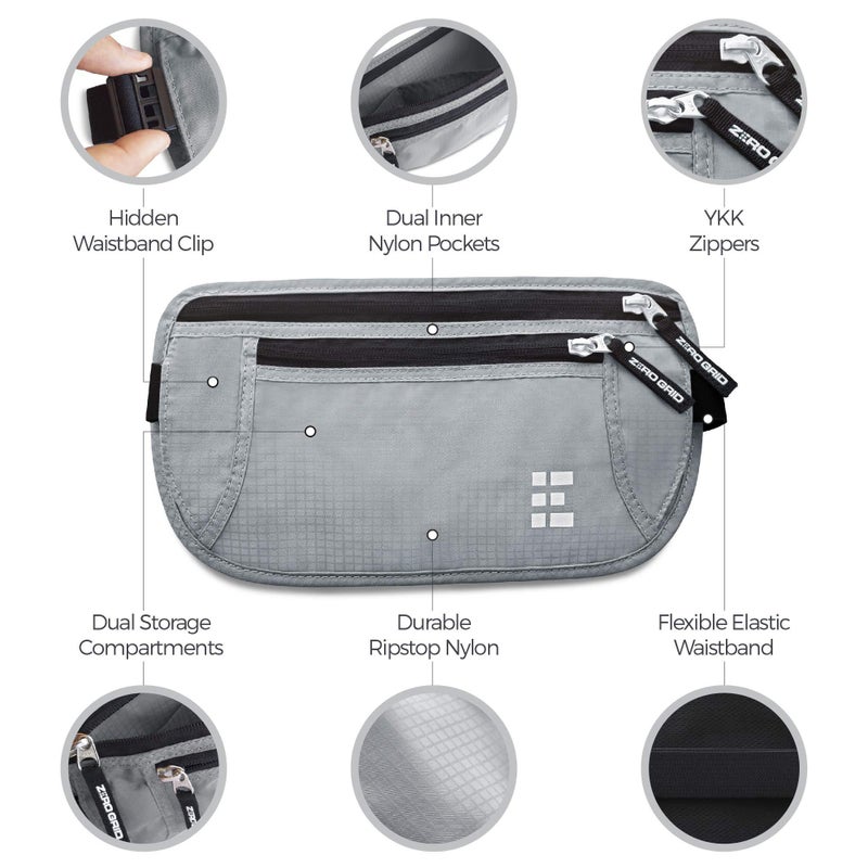 Zero Grid Money Belt for Secure Travel - RFID Blocking Slim Passport Holder - Hidden Waist Pouch for Cash, Credit Cards, Documents - Concealable Under Clothes, Water-Resistant Travel Belt for Men and Women - Image 5