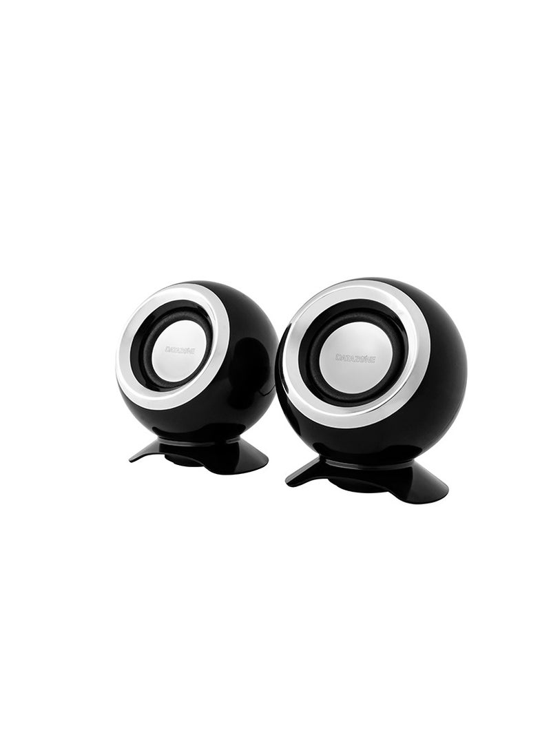 Datazone Mini Desktop Speaker 2.0 with USB & 3.5mm Input, 360° Surround Sound, Stylish Spherical Design, High Quality Sound, 3W x 2 Power  - Image 2