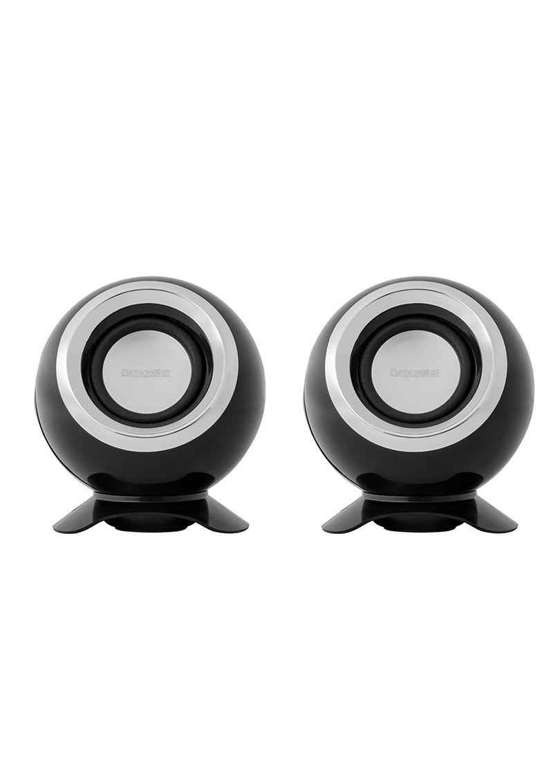 Datazone Mini Desktop Speaker 2.0 with USB & 3.5mm Input, 360° Surround Sound, Stylish Spherical Design, High Quality Sound, 3W x 2 Power  - Image 3