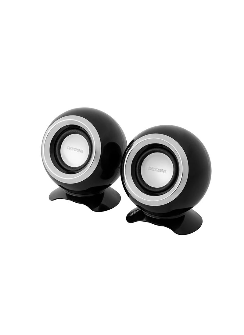 Datazone Mini Desktop Speaker 2.0 with USB & 3.5mm Input, 360° Surround Sound, Stylish Spherical Design, High Quality Sound, 3W x 2 Power  - Image 1