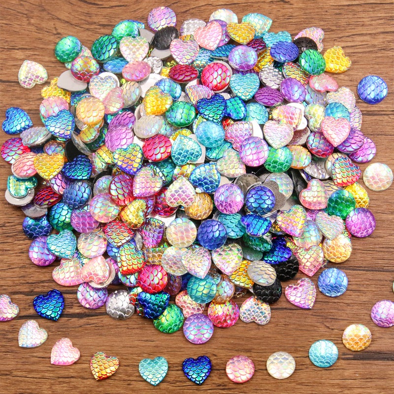 Generic DIY Time Gem Accessories Multicolor Gradients Fish Scale Resin Patches Love round random color mixing 