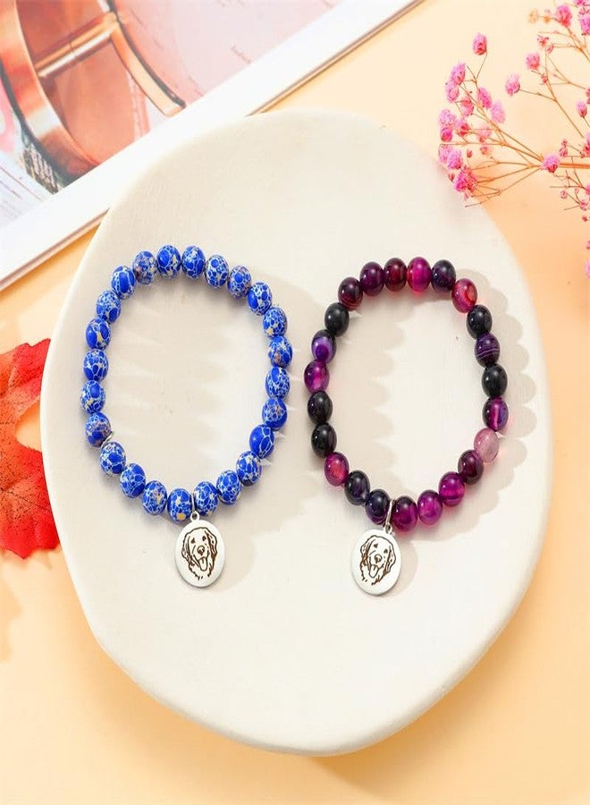 Pingyongchang Best Dog Mom Gifts for Women Mothers Day Gifts Natural Stone Dog Lovers Charm Bracelet on Birthday Valentines Day Christmas Anniversary from Daughter Son-Amethyst - Image 4