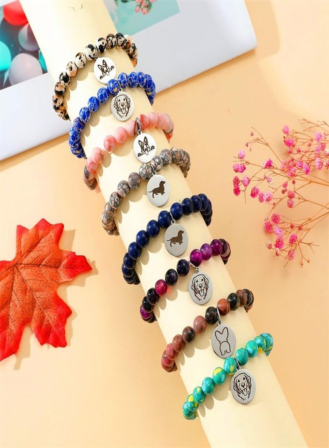 Pingyongchang Best Dog Mom Gifts for Women Mothers Day Gifts Natural Stone Dog Lovers Charm Bracelet on Birthday Valentines Day Christmas Anniversary from Daughter Son-Amethyst - Image 5