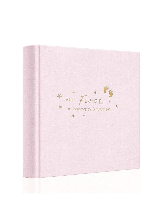 Holoary Baby Photo Album 4x6 100 Photos with Writing Area, 100 Pockets 4x6 Picture Album, Linen Fabric Cover Picture Book for Photos, Baby Photo Albums Hot Stamping Cover(Pink) - Image 1