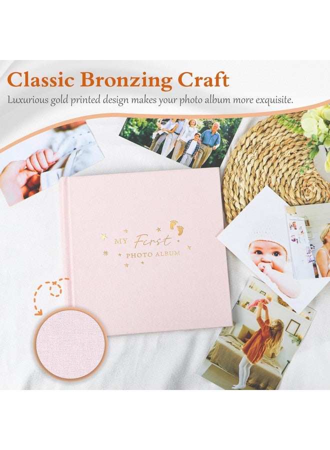Holoary Baby Photo Album 4x6 100 Photos with Writing Area, 100 Pockets 4x6 Picture Album, Linen Fabric Cover Picture Book for Photos, Baby Photo Albums Hot Stamping Cover(Pink) - Image 3