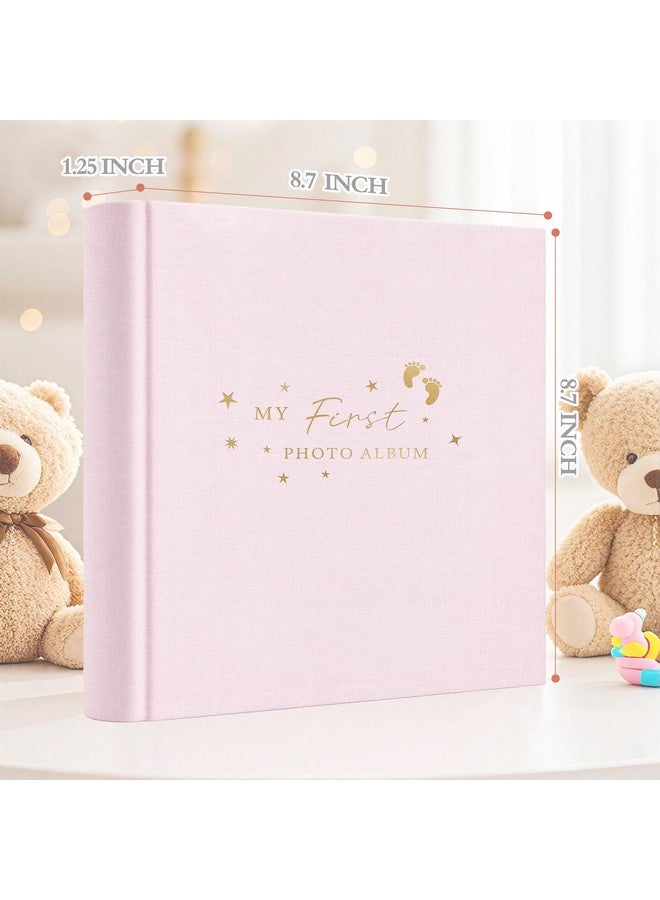 Holoary Baby Photo Album 4x6 100 Photos with Writing Area, 100 Pockets 4x6 Picture Album, Linen Fabric Cover Picture Book for Photos, Baby Photo Albums Hot Stamping Cover(Pink) - Image 2