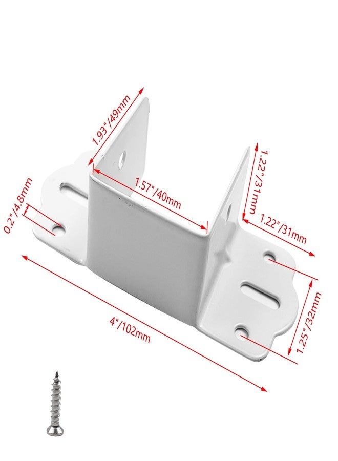 Pastlla 4Pcs Metal Bed Hinge Bed Support Bracket Bed Corner Furniture Fixed Bed Hardware Accessories 1.57" (40mm) Square Bracket, White - Image 2