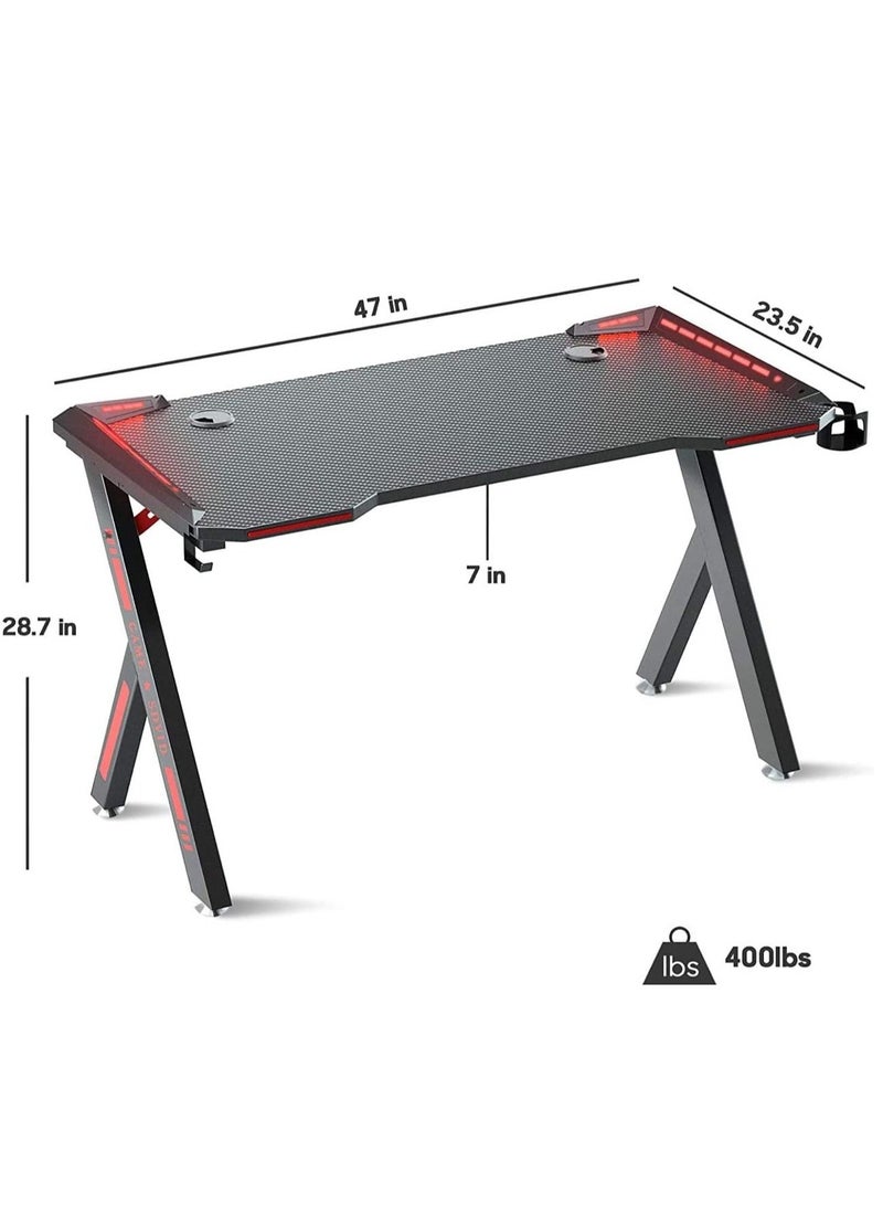 Generic Gaming Desk with LED RGB RC Light,Z Shaped for Pc,Blue120×60×75cm  - Image 2