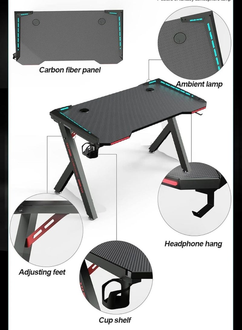 Generic Gaming Desk with LED RGB RC Light,Z Shaped for Pc,Blue120×60×75cm  - Image 3
