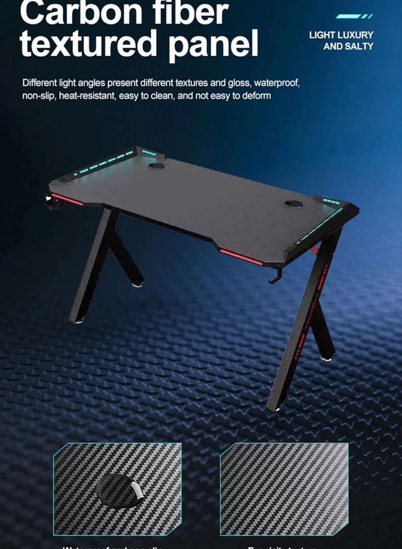 Generic Gaming Desk with LED RGB RC Light,Z Shaped for Pc,Blue120×60×75cm  - Image 4