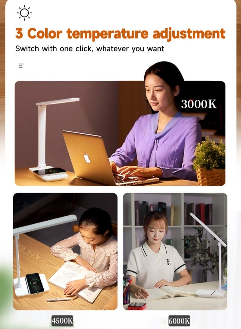 Sharpdo LED Desk Lamp, Eye-Caring, Touch Control With USB Charging for Reading, Study Lamp for Kids, Home, Office White - Image 2