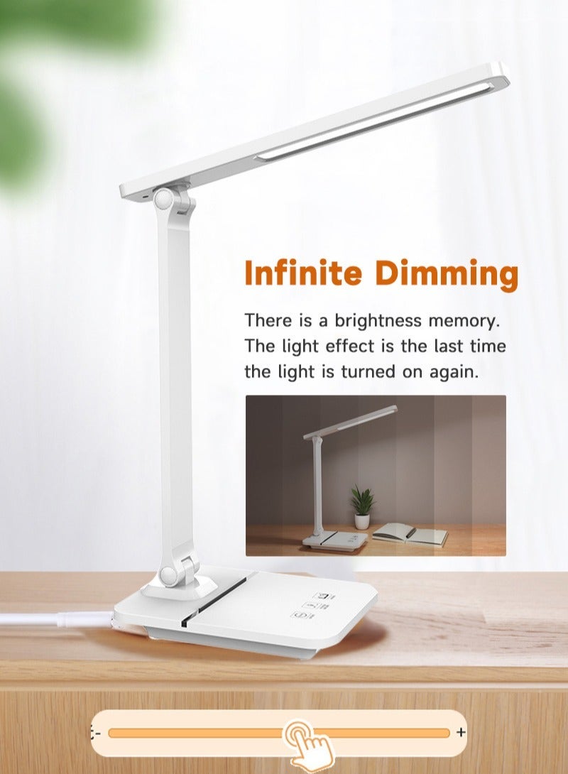 Sharpdo LED Desk Lamp, Eye-Caring, Touch Control With USB Charging for Reading, Study Lamp for Kids, Home, Office White - Image 3