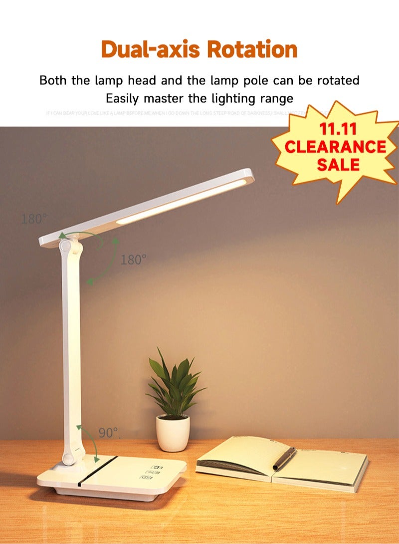 Sharpdo LED Desk Lamp, Eye-Caring, Touch Control With USB Charging for Reading, Study Lamp for Kids, Home, Office White - Image 1