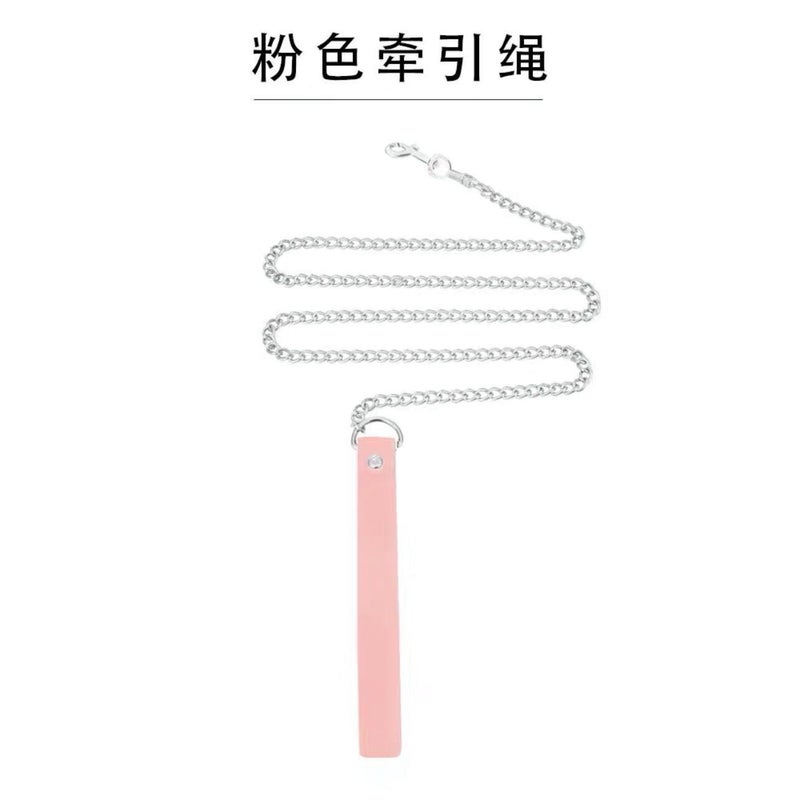Cat Bell Choker Collar Necklace for Women Pink chain (one piece) 