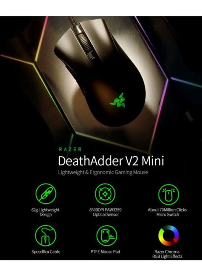 ريزر ماوس ألعاب ديث آدر V2 صغير بشرائط مقبض - مفتاح استشعار بصري 20K DPI، إضاءة RGB كروما، 8 أزرار قابلة للبرمجة أسود - Image 3