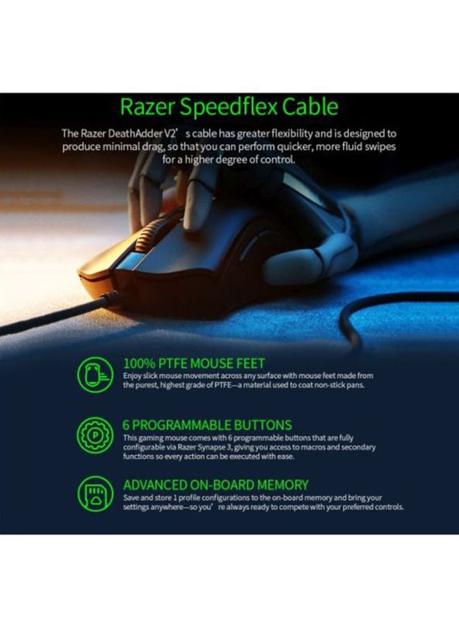 ريزر ماوس ألعاب ديث آدر V2 صغير بشرائط مقبض - مفتاح استشعار بصري 20K DPI، إضاءة RGB كروما، 8 أزرار قابلة للبرمجة أسود - Image 5