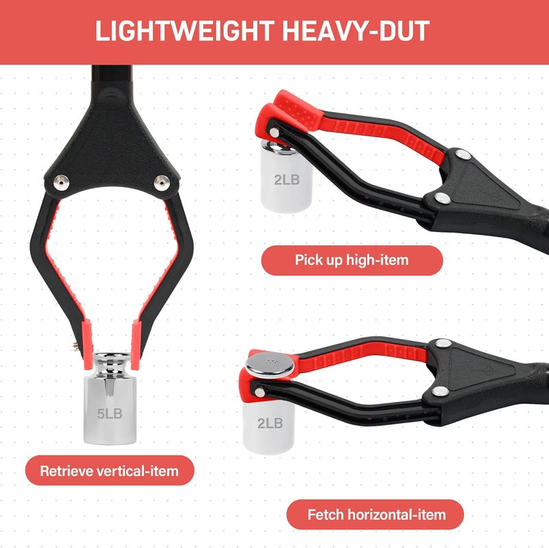 GrabRunner 32 inch Foldable Reacher Grabber with Strong Magnetic Tip for Seniors, Disabled, After Surgery Recovery(Red) - Image 4