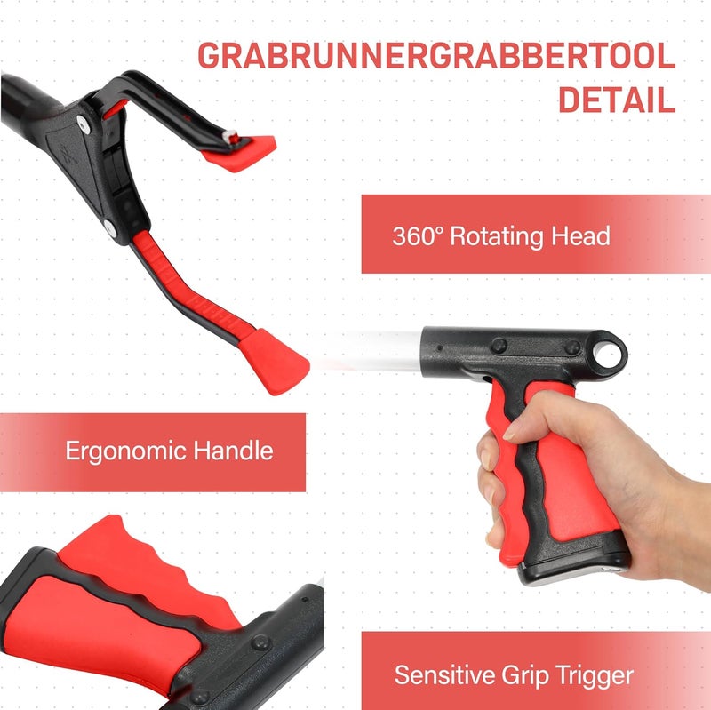 GrabRunner 32 inch Foldable Reacher Grabber with Strong Magnetic Tip for Seniors, Disabled, After Surgery Recovery(Red) - Image 3