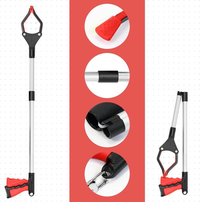 GrabRunner 32 inch Foldable Reacher Grabber with Strong Magnetic Tip for Seniors, Disabled, After Surgery Recovery(Red) - Image 5