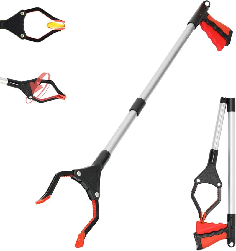 GrabRunner 32 inch Foldable Reacher Grabber with Strong Magnetic Tip for Seniors, Disabled, After Surgery Recovery(Red) - Image 1