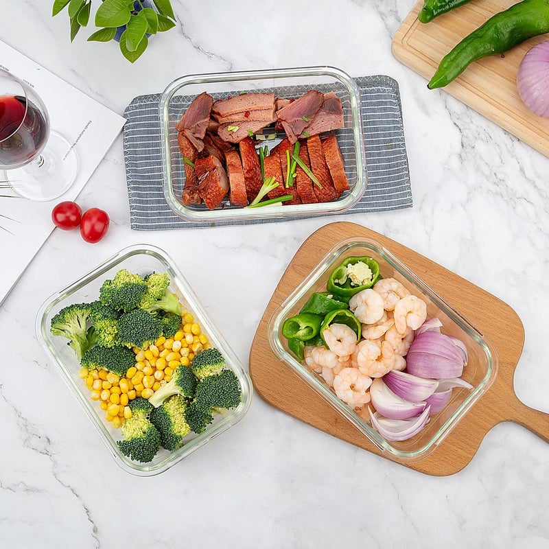 UMEIED 10 Pack Glass Food Storage Containers with Lids Leakproof  Airtight Glass Meal Prep Containers For Lunch  On The Go  Leftover  Dishwasher Safe - Image 5