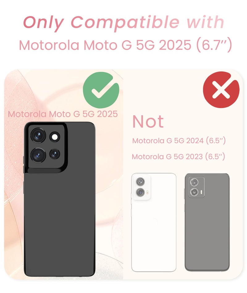 Liufcx Compatible with Motorola Moto G 5G 2025 Love Heart Kickstand Case with Screen Protector: Luxury Plated Gold Edge Slim Soft TPU Shockproof Protection Case Cover for Moto G 5G 2025 (Pink) - Image 2