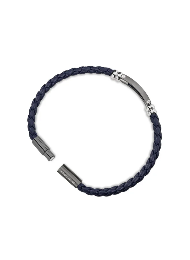 CERRUTI 1881 Cirrilio BraceletTwisted Navy Blue LeatherMinimalist Masculine Design for Modern Gentlemen