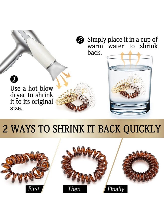 كان برنسيس 27 قطعة من ربطات الشعر الحلزونية، ربطات شعر سلكية للهاتف، ربطات شعر للنساء السميكة، حامل ذيل حصان مطاطي (سلسلة بنية) - Image 5