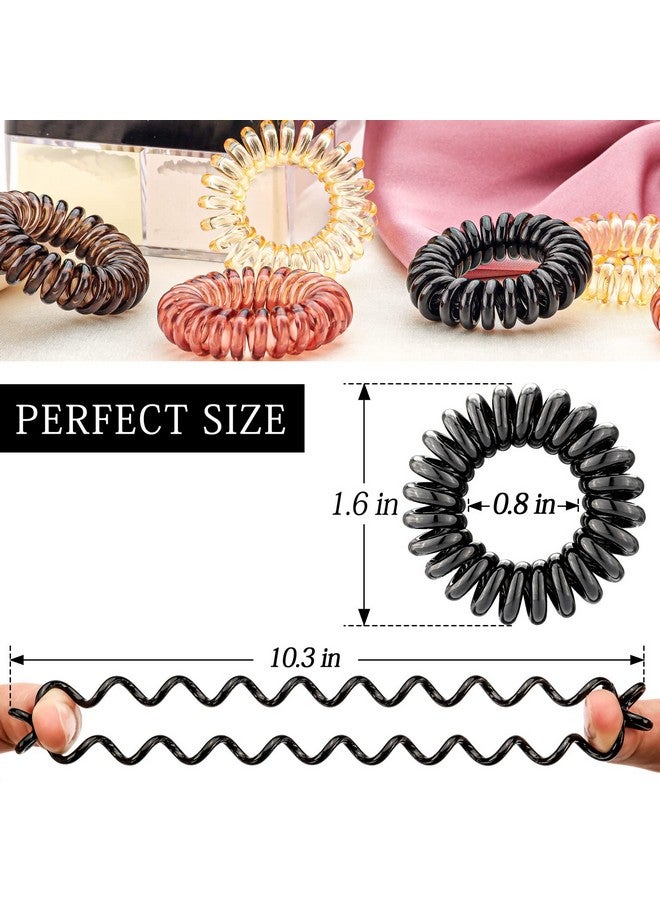 كان برنسيس 27 قطعة من ربطات الشعر الحلزونية، ربطات شعر سلكية للهاتف، ربطات شعر للنساء السميكة، حامل ذيل حصان مطاطي (سلسلة بنية) - Image 4