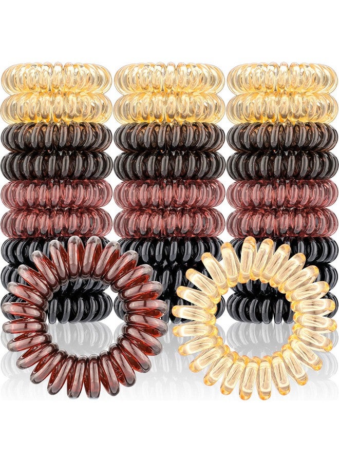 كان برنسيس 27 قطعة من ربطات الشعر الحلزونية، ربطات شعر سلكية للهاتف، ربطات شعر للنساء السميكة، حامل ذيل حصان مطاطي (سلسلة بنية) - Image 1