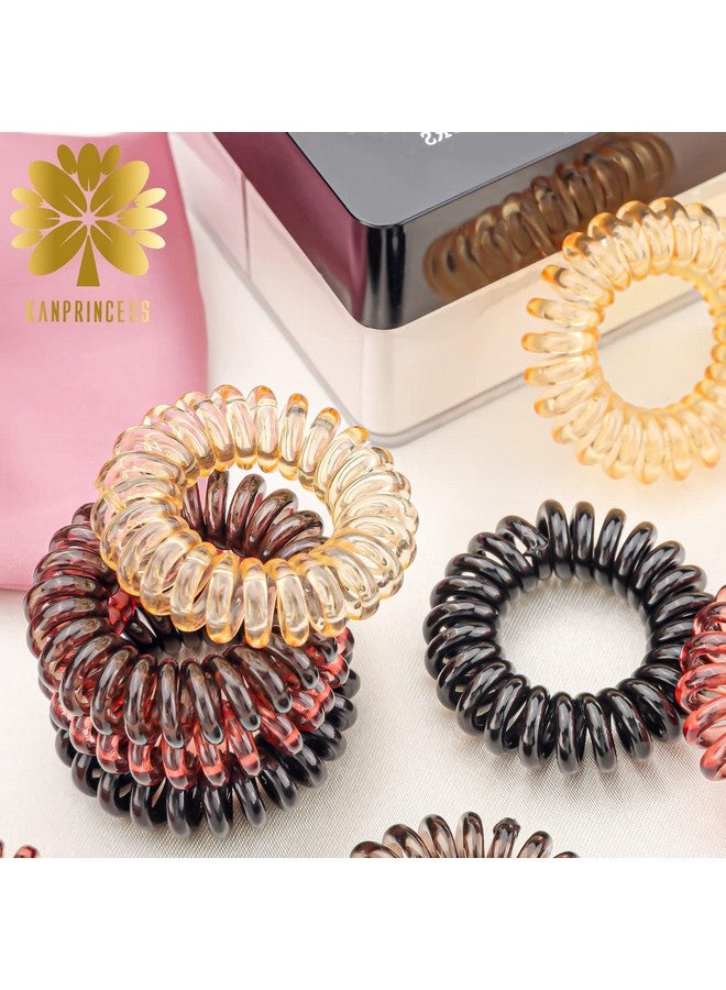 كان برنسيس 27 قطعة من ربطات الشعر الحلزونية، ربطات شعر سلكية للهاتف، ربطات شعر للنساء السميكة، حامل ذيل حصان مطاطي (سلسلة بنية) - Image 3