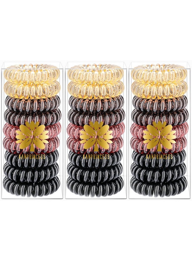 كان برنسيس 27 قطعة من ربطات الشعر الحلزونية، ربطات شعر سلكية للهاتف، ربطات شعر للنساء السميكة، حامل ذيل حصان مطاطي (سلسلة بنية) - Image 2