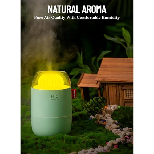 SKYTONE Humidifire for Room Moisture, Aroma Diffuser for Home, Mist Maker, Cool Mist Humidifier, 3-Colour Light, Ultrasonic Essential Oil Diffuser Electric (Green) (White) - Image 4